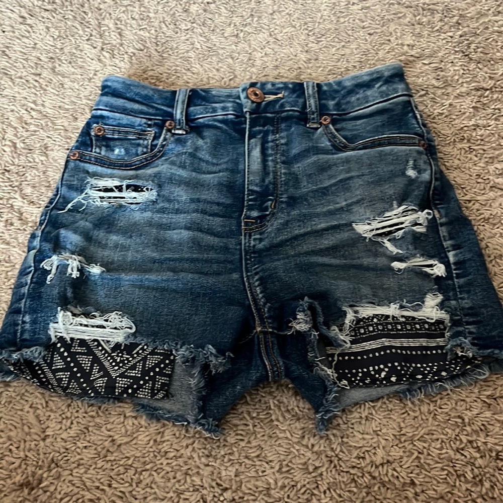 American Eagle Next Level Stretch Curvy High Rise jean shorts • Size 0